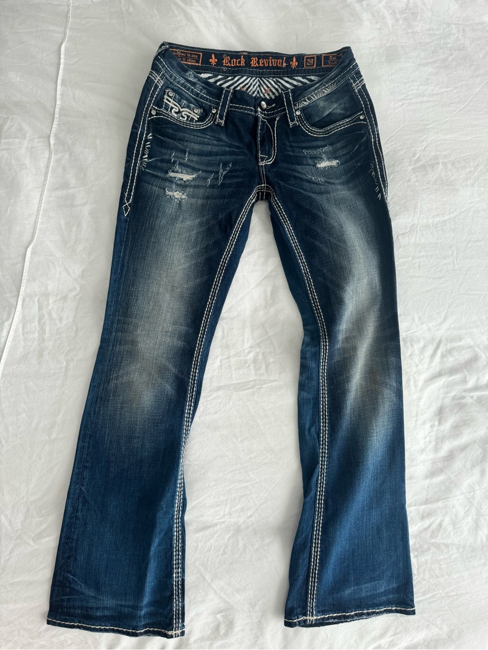 Rock Revival Women's Dark Indigo Bootcut Jeans with Contrast Stitching